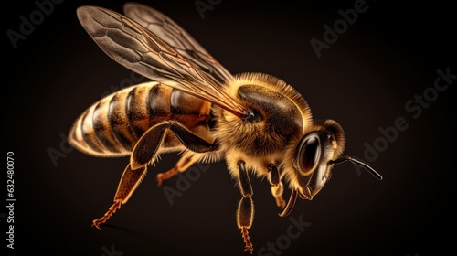 Epic Macro Photography Shot of Honey Bee. Closeup View of Working Bees. Generative Ai © CYBERUSS
