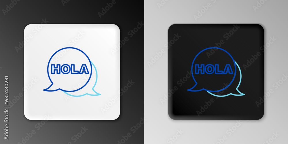 Line Hola icon isolated on grey background. Colorful outline concept. Vector Line Hola icon isolated on grey background. Colorful outline concept. Vector