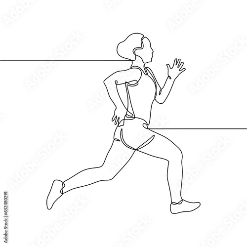Continous single lineart of a person jogging