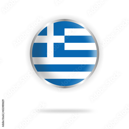 Greece flag circle design with transparent background silver frame