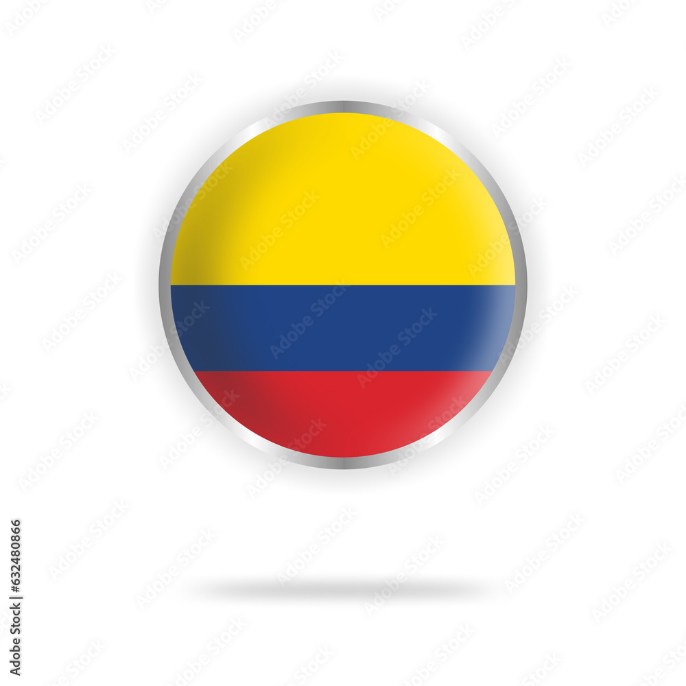Fototapeta premium Colombian flag circle design with transparent background silver frame
