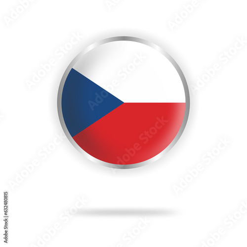 Czech republic flag circle design with transparent background silver frame