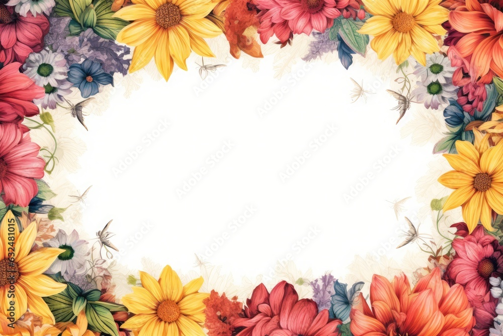 Obraz premium Picture frame lined with sunflowers