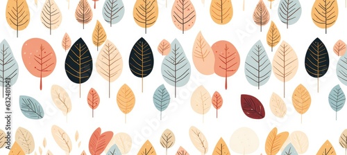 Fototapeta Seamless pattern with autumn trees. Scandinavian style.