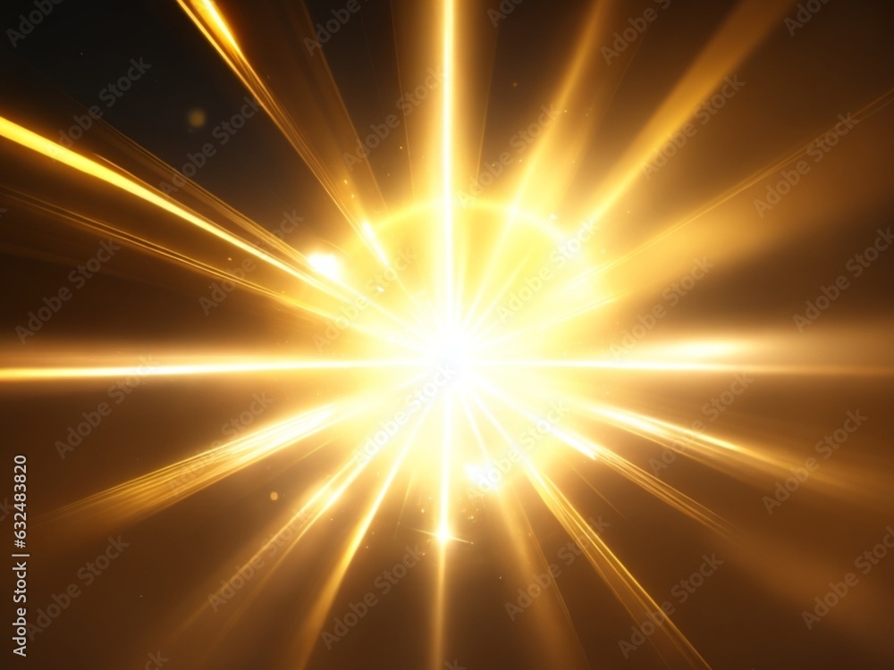 Gold colorful lens flare glowing in background AI Generated