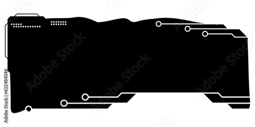 Rectangular design clipart in tech style isolated on white. Short tech plate with copy space. Clipart.