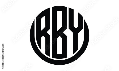 RBY shield in circle logo design vector template. lettermrk, wordmark, monogram symbol on white background.	