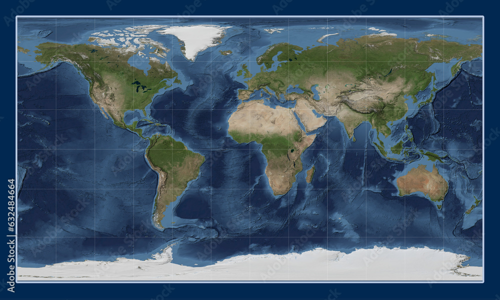 World satellite map - 0 PM. Patterson Cylindrical
