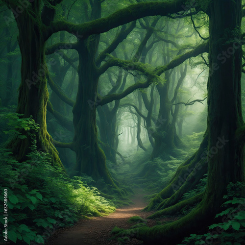 Enchanted mysterious misty forest © Madele