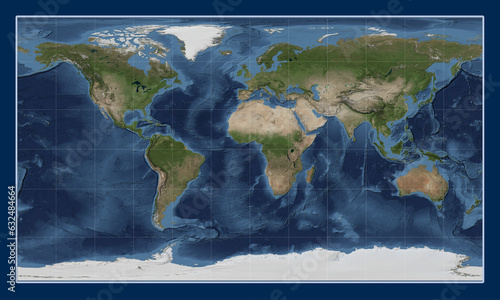 World satellite map - 0 PM. Patterson Cylindrical