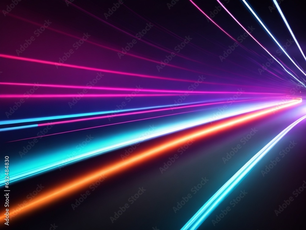 Colorful Light trail lens flare background AI Generated