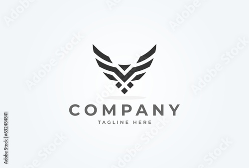 Initial V Eagle logo. modern eagle bird with letter V combination. vector illustration