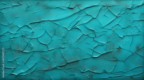 Cracked Paint Texture in cyan Colors on a concrete Wall. Vintage Background
