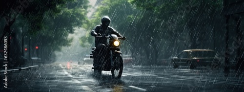 Human Daily Life on Rainy Day. Enjoying Rainfall and Happy Life, Lively Rainy Season Concept. Generative Ai