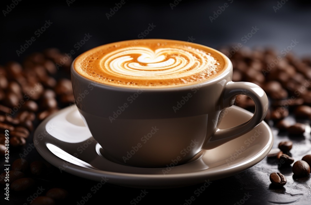 A cup of coffee sitting on top of a saucer. AI. A cup of coffee sitting on top of a saucer. AI.