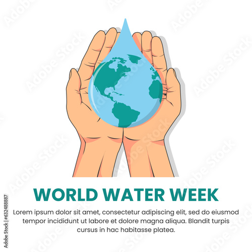 Vector graphic of Palms grip the earth in water suitable for world water week