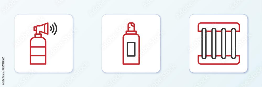 Set line Prison window, Air horn and Paint spray can icon. Vector Set line Prison window, Air horn and Paint spray can icon. Vector