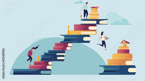 Education, study. Steps to knowledge. illustration, Generative AI