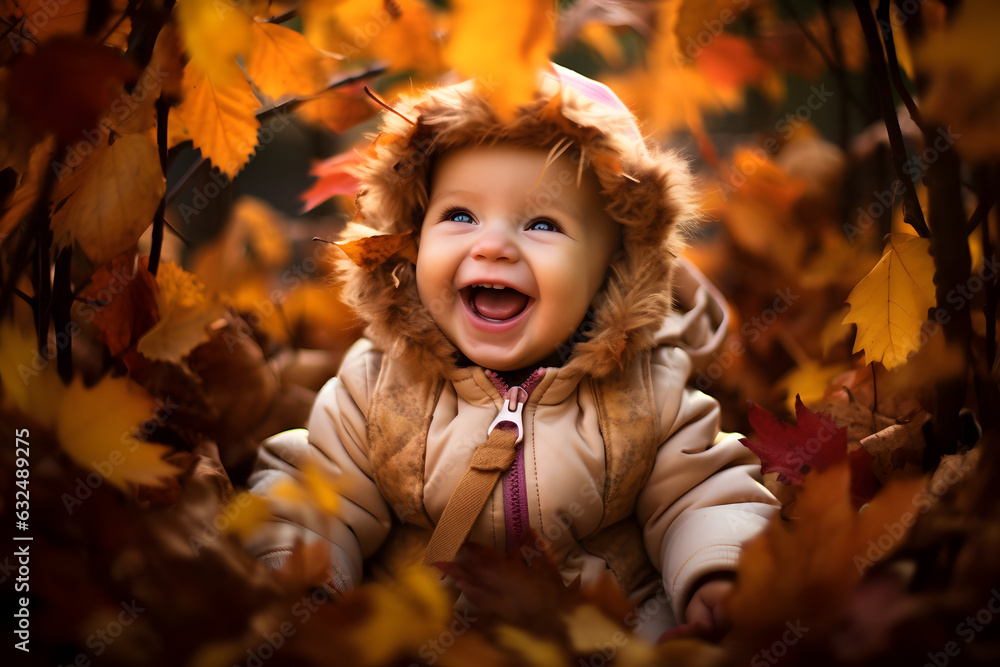 Autumn Adventures: Little Kid's Joyful Play Among Fallen Leaves in the Park Autumn Adventures: Little Kid's Joyful Play Among Fallen Leaves in the Park