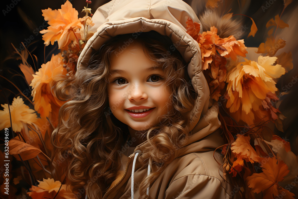 Autumn Wonder: Baby Girl Embracing the Beauty of Fallen Leaves in a Park