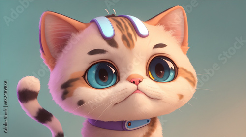 Cute cartoon cat by Generative AI