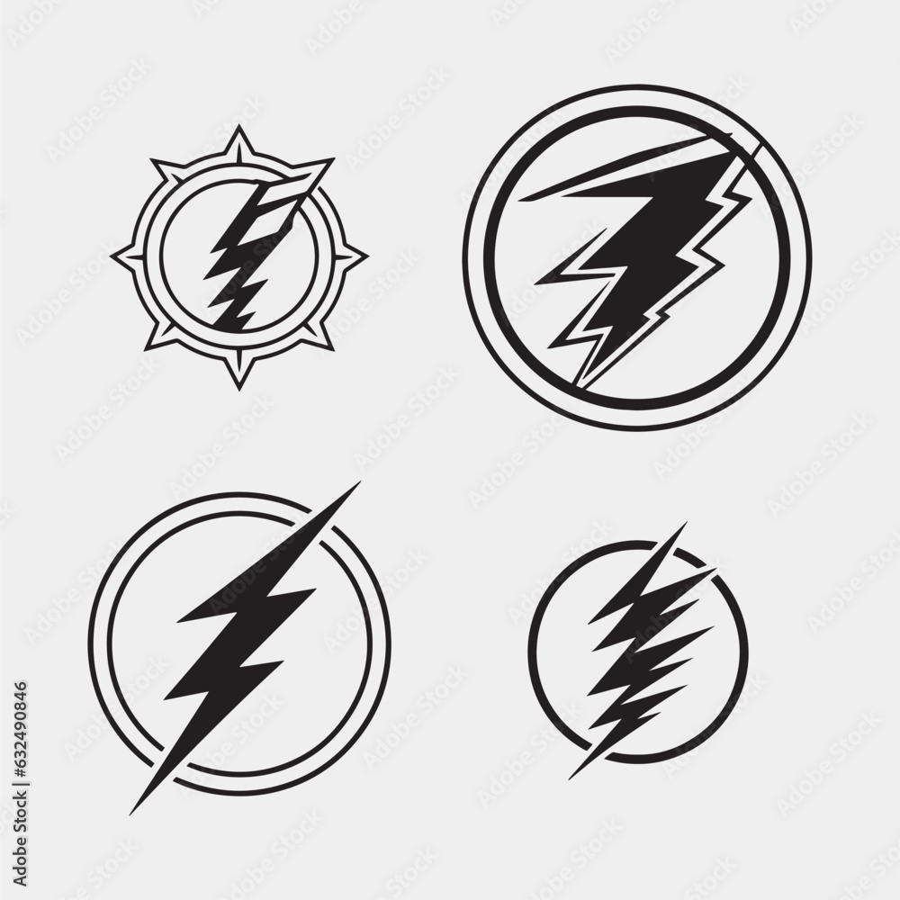 set of four electric icons with four different types of electric power set of four electric icons with four different types of electric power