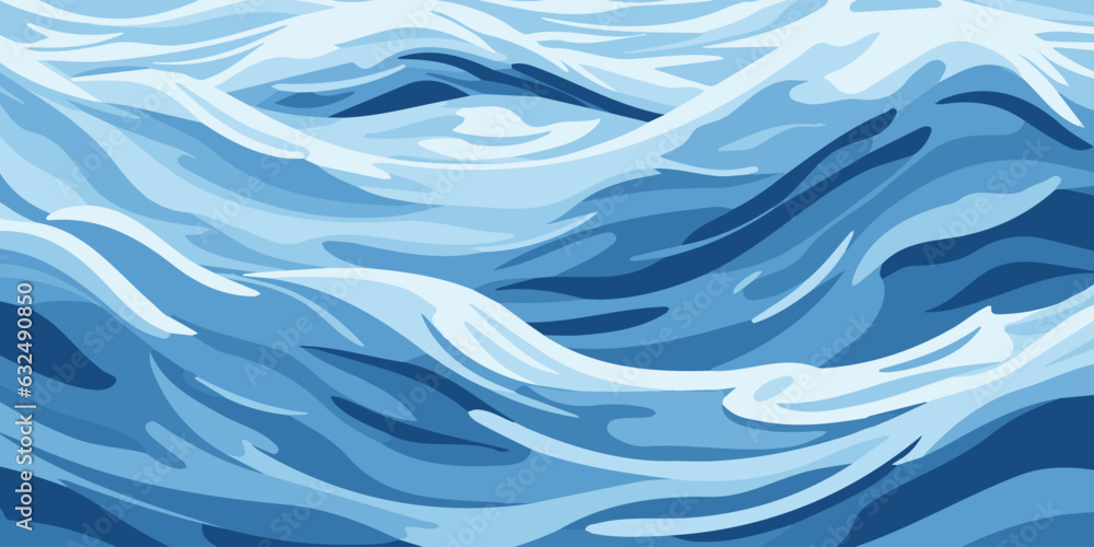Blue ripples and water splashes waves surface flat style design vector illustration. Sea or river splashes water texture background. A restless surface of the sea, ocean, lake or river sways in waves Blue ripples and water splashes waves surface flat style design vector illustration. Sea or river splashes water texture background. A restless surface of the sea, ocean, lake or river sways in waves