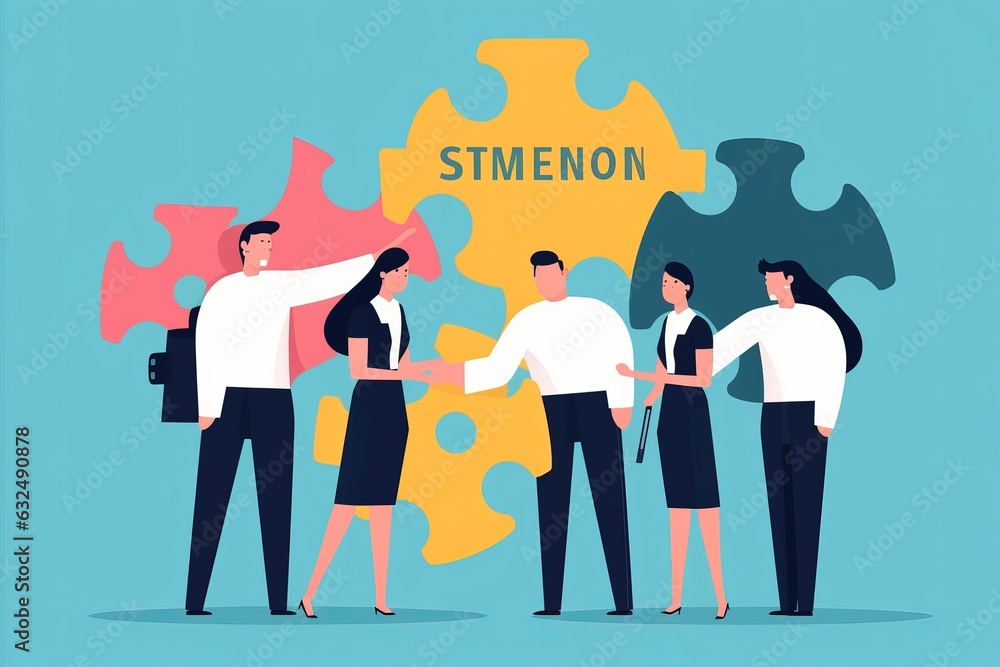 Solution. Strong personalities form a strong team. Teamwork. illustration, Generative AI Solution. Strong personalities form a strong team. Teamwork. illustration, Generative AI