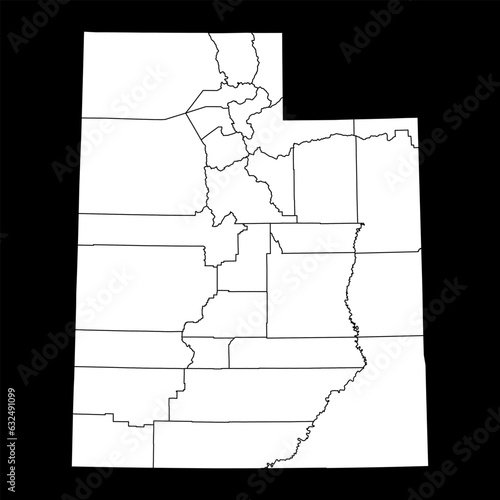 Utah state map with counties. Vector illustration. photo