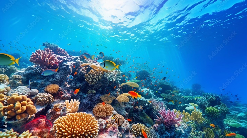 a coral reef with fish a coral reef with fish