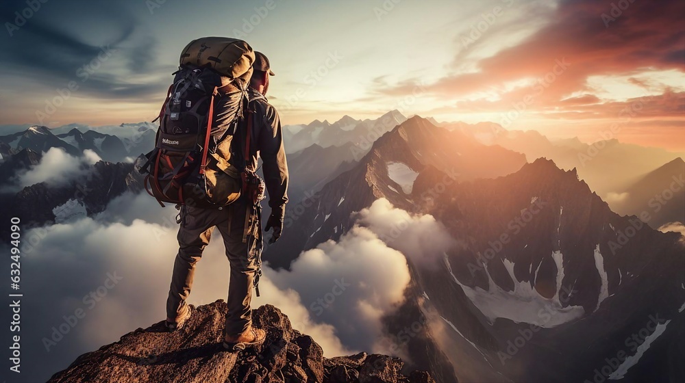 a person standing on a mountain a person standing on a mountain