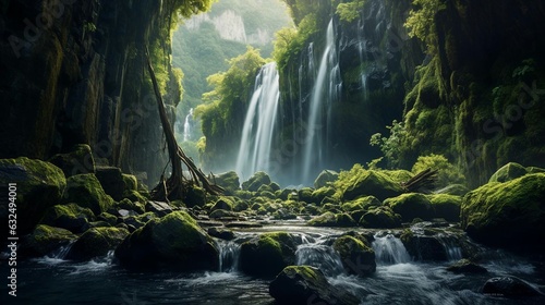 a waterfall in a forest © KWY