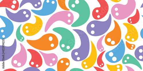 vector illustration of a spirit character, cute, sweet, beautiful, seamless, seamless, colorful doodles
