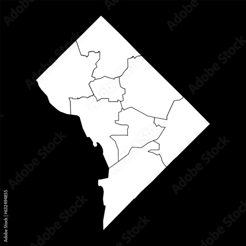 Washington DC map with neighborhoods. Vector illustration.