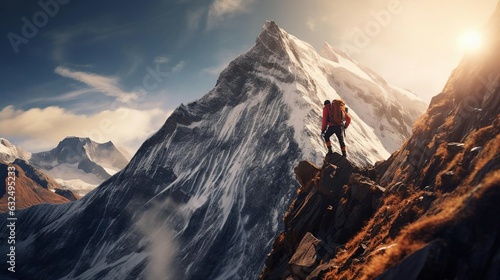 a person hiking up a mountain