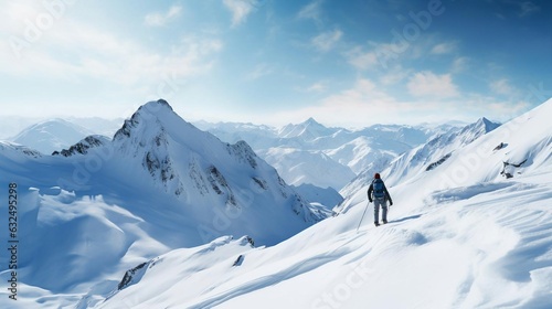 a person walking on a snowy mountain © KWY