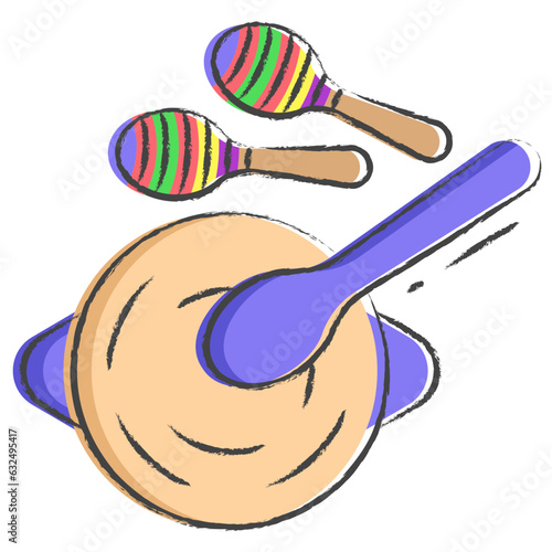 Vector hand drawn puree bowl with honey illustration icon