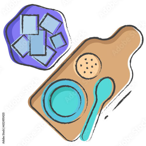 Vector hand drawn baby puree plate illustration icon