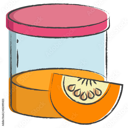 Vector hand drawn pumpkin baby puree illustration icon
