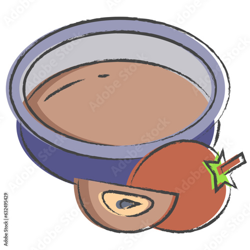 Vector hand drawn baby fruit puree bowl illustration icon