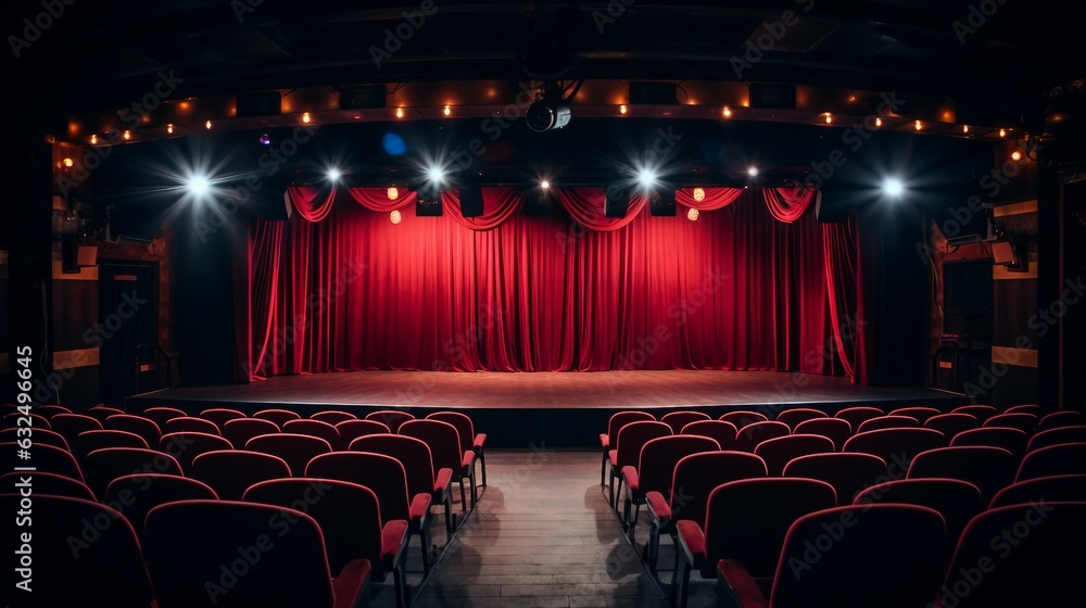 a theater with red seats - obrazy, fototapety, plakaty 