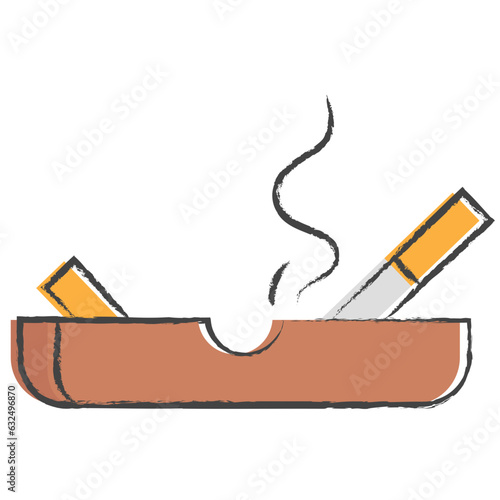 Vector hand drawn cigarette Ashtray illustration icon