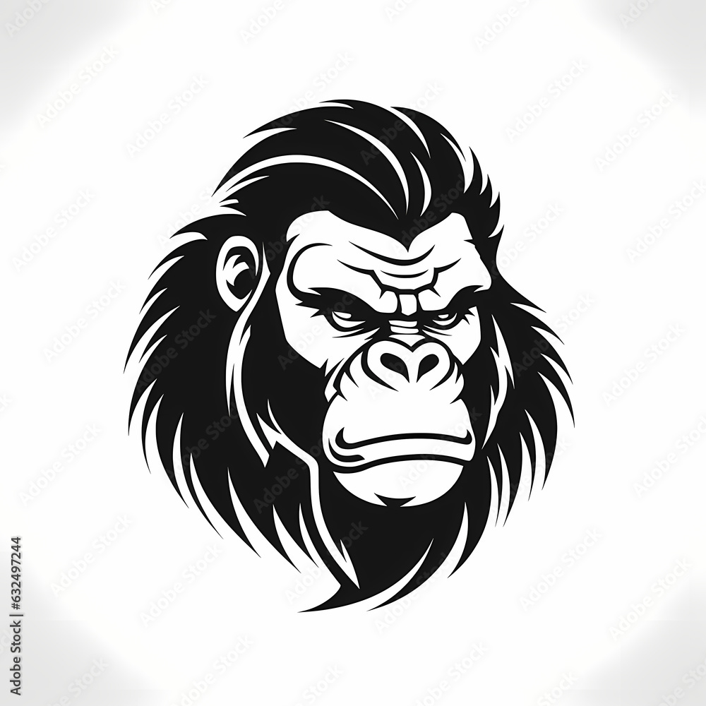 Gorilla Head Symbol Illustration Design