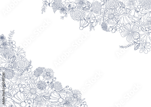 美しい線画のボタニカル背景素材