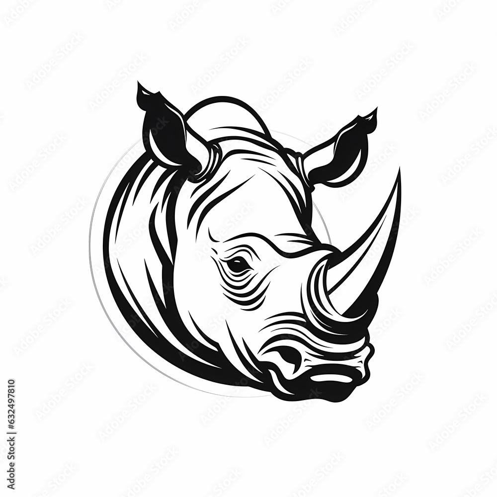 Rhino Head Symbol Illustration Design