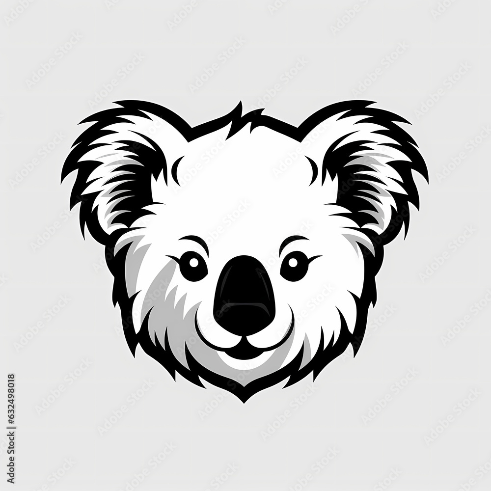 Koala Head Tattoo Design Illustration