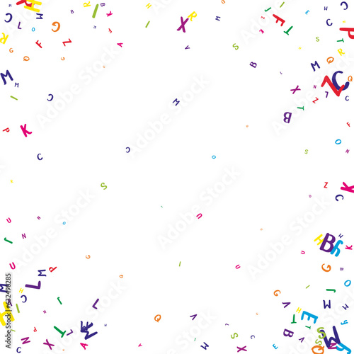 Flying latin letters. Colorful childish scattered