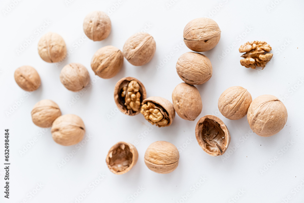 organic walnuts on the white background organic walnuts on the white background