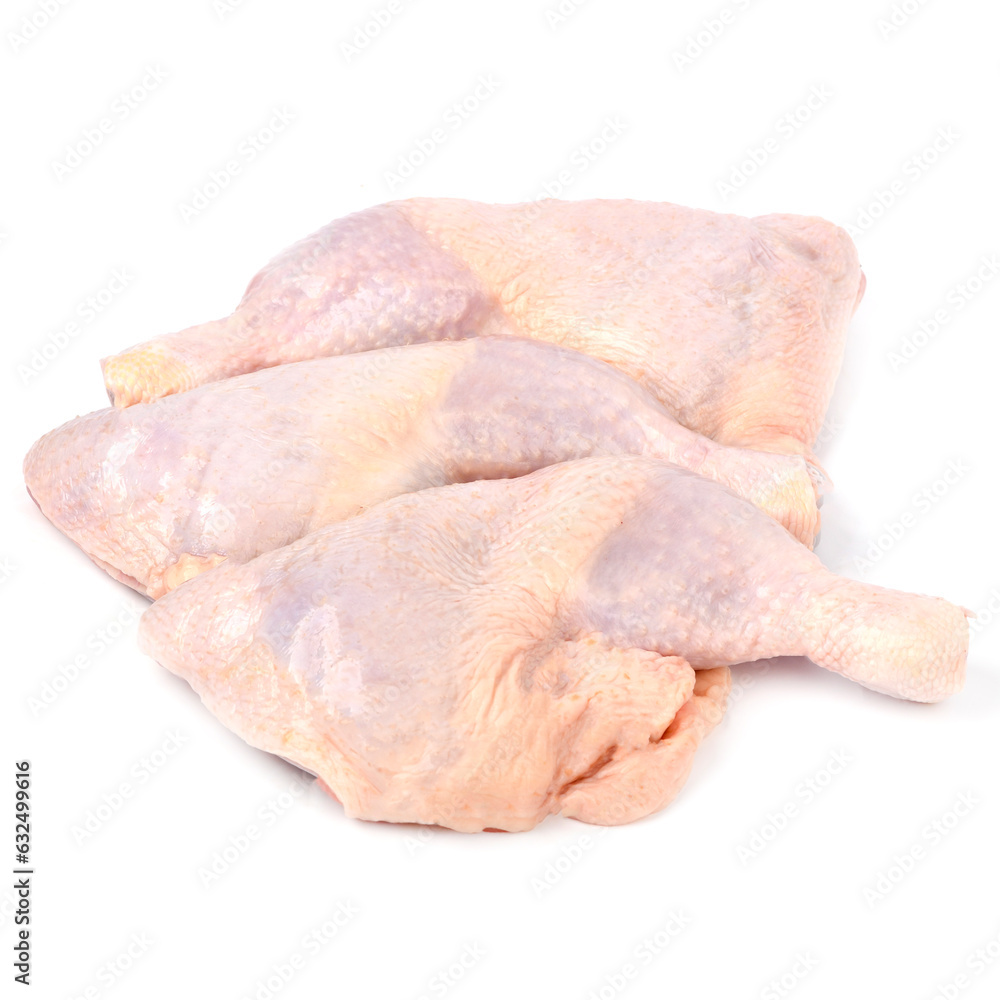 Halal chicken legs on a white background Halal chicken legs on a white background