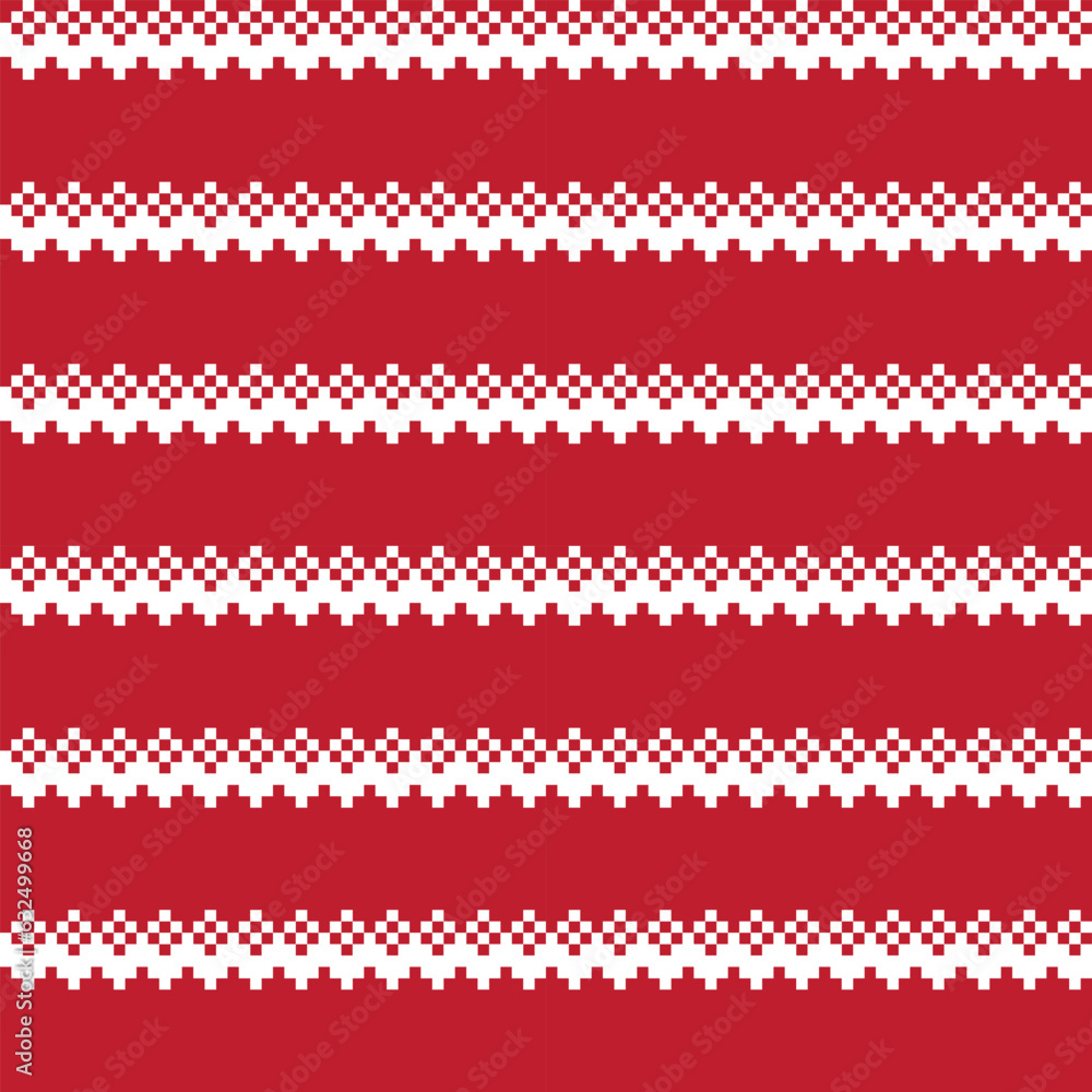 Red Argyle Fair Isle Seamless Pattern Design